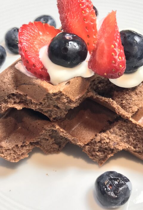 gofres de alubias rojas y chocolate, sin gluten