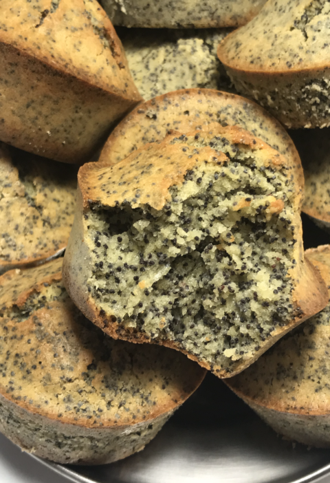 magdalenas, madalenas sin gluten con semillas de amapola, con harina de quinoa