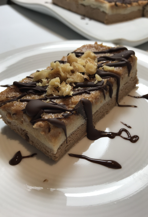 fit tarta snickers, la mejor receta, sin gluten, sin azucar, sin harina, con garbanzos