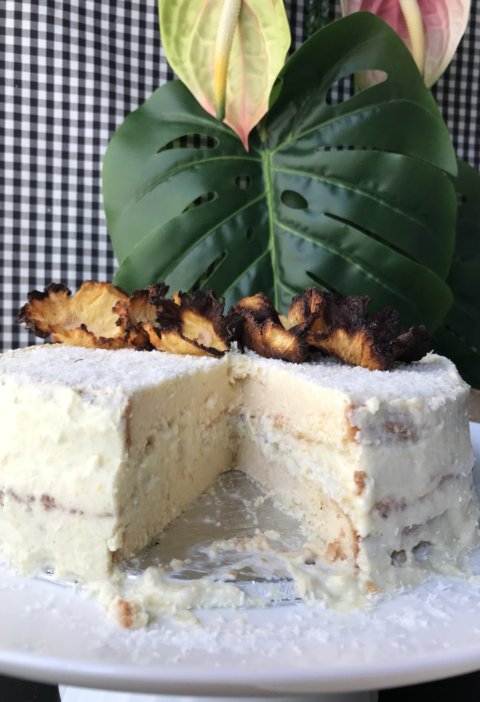 paastel de piña colada, sin harina, sin azucar, sin azúcar, sin gluten, saludable, facil, rapido