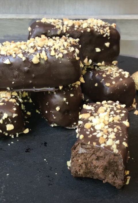 receta de barritas, chocolatinas proteicas, con proteina en polvo, saseras, sin azucar, saludables, deportistas