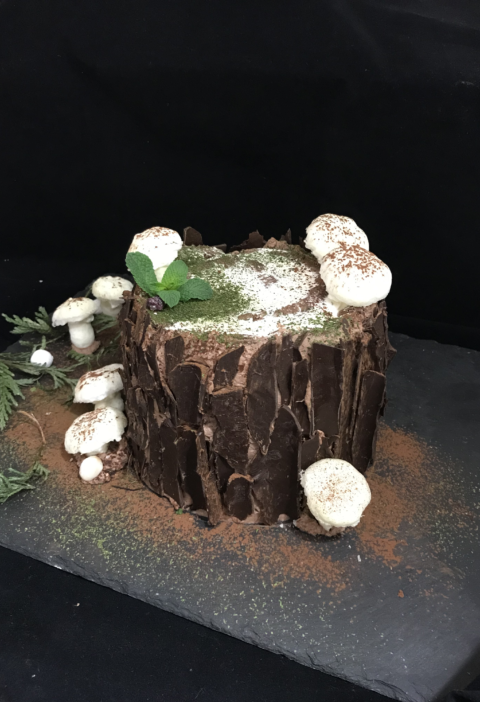 tarta tronco de arbol, tarta de navidad, sin gluten, sin harina y sin azucar,