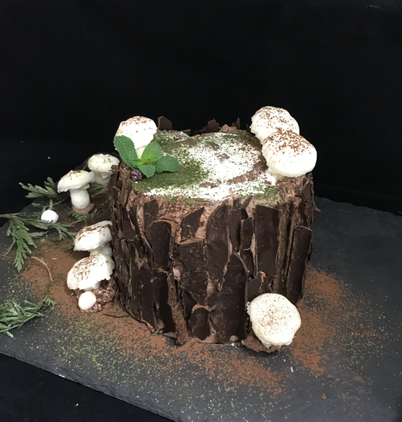 tarta tronco de arbol, tarta de navidad, sin gluten, sin harina y sin azucar,