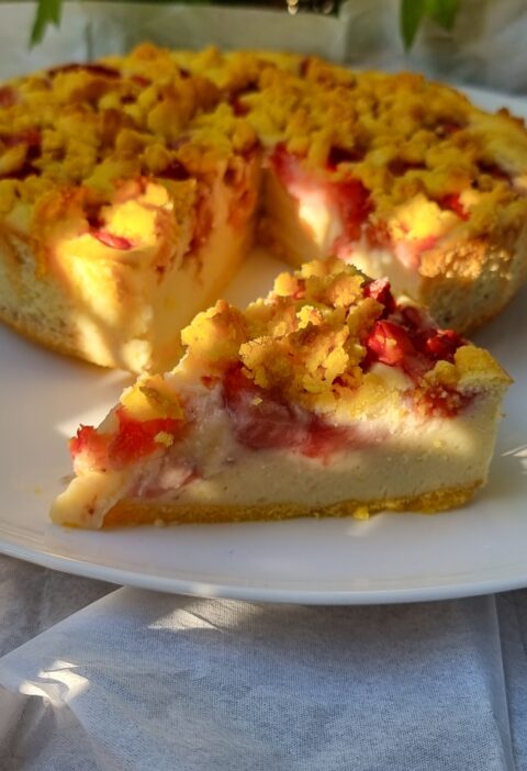 tarat de patatas dulce con fresas, sin gluten