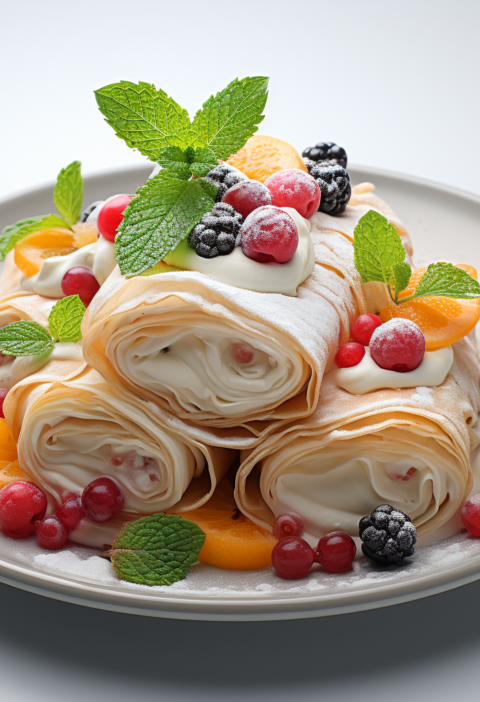 crepes rellenos de yogur con harina de trigo sarraceno, postres con harina de trigo sarraceno